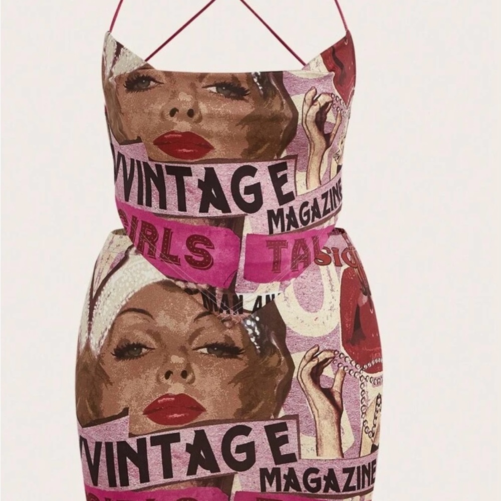 Vintage Print 2 piece skirt set